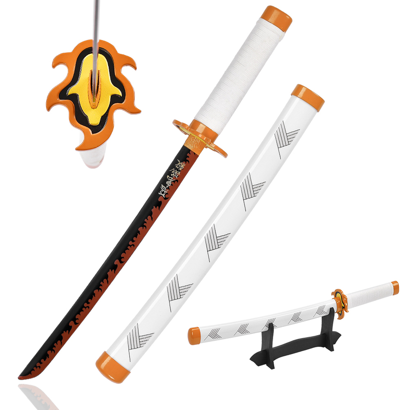 45cm Japanese Anime Demon Slayer Stainless Steel Mini Katana Kyojuro Rengoku Nichirin Blade Tanto Sword