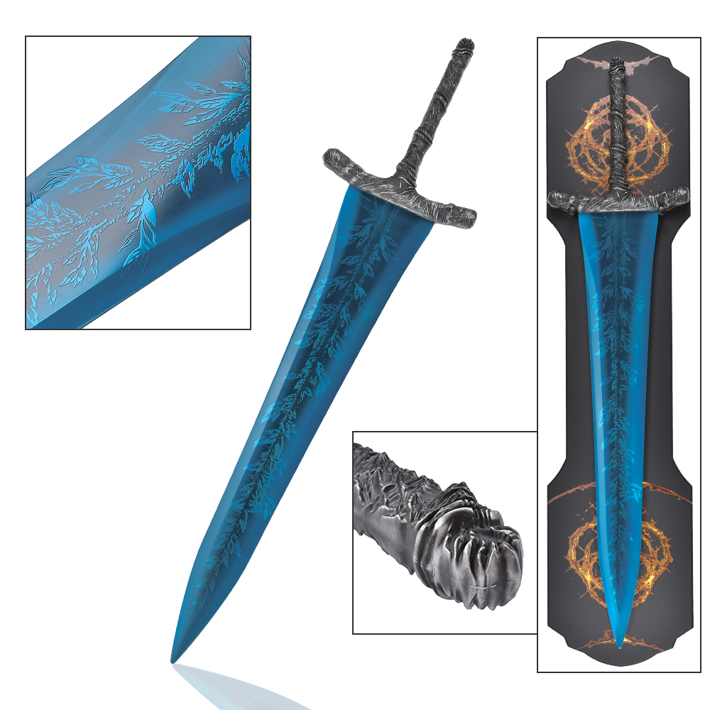 48in 3.7kg Video Game Elden Ring Two Handed Sword Fantasy Blue Stainless Steel Blade Dark Moon Greatsword 
