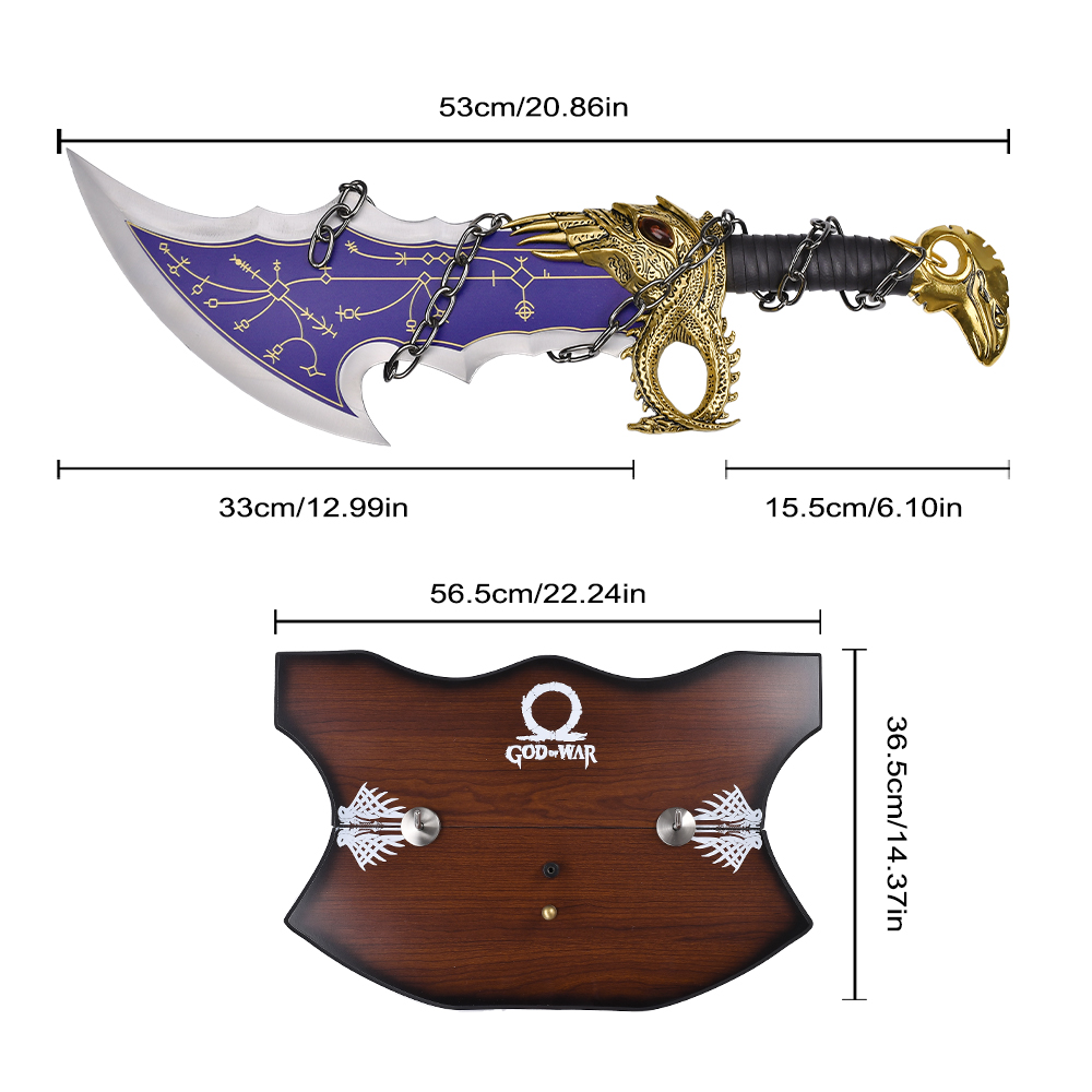 21in GOW God of War Ragnarok Full Size Metal Weapon Replica Cosplay Prop Kratos Blades of Chaos Real Steel for Collectable