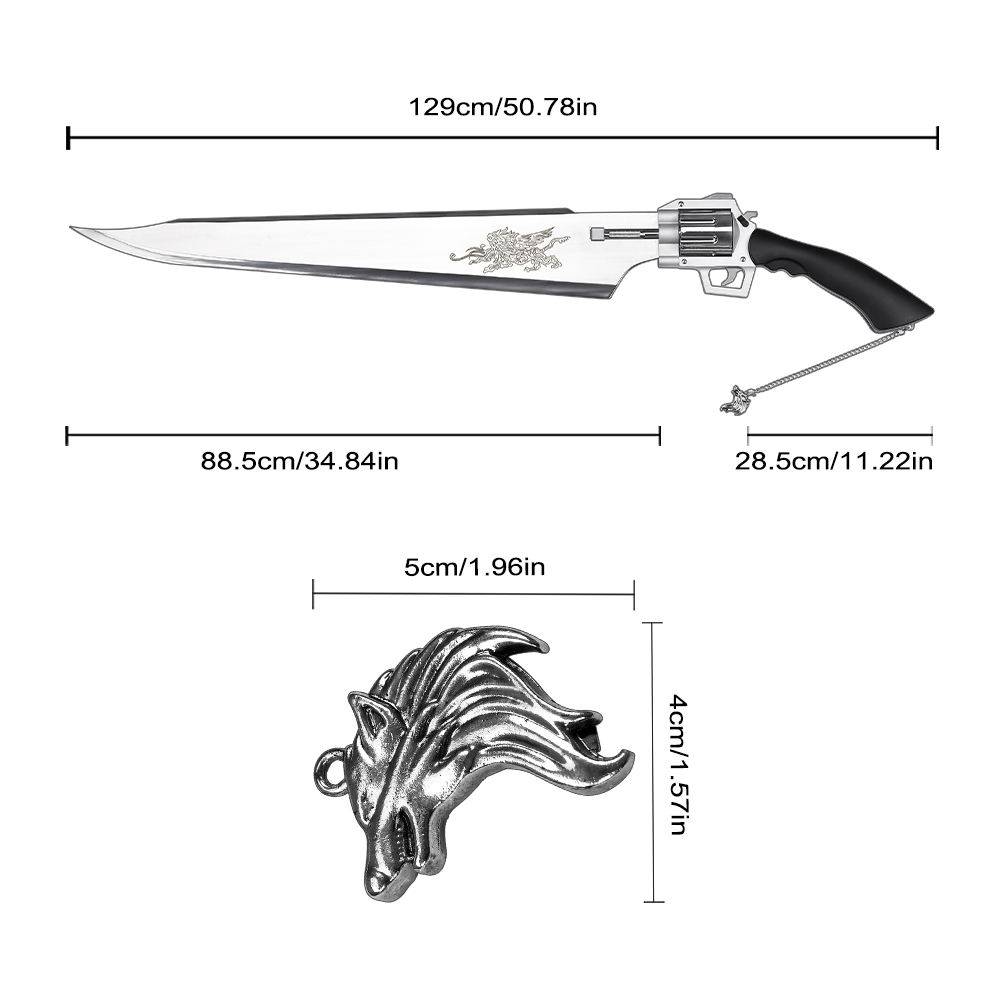 129cm Final Fantasy VIII FF8 Squall Leonhart Weapon Replica Gunblade Revolver Gun Sword with Lionheart Winged 
