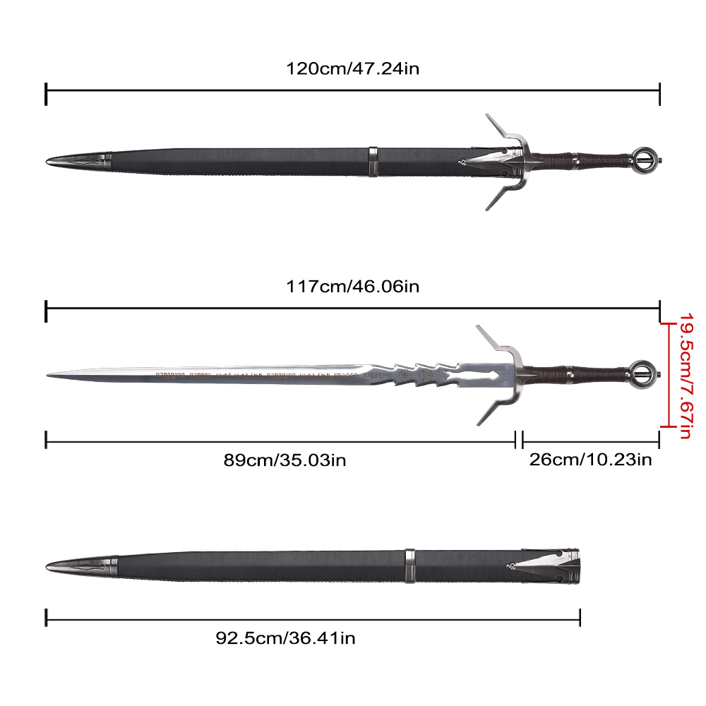 The Witcher 4 Real Weapon Replica Mirror Polish Stainless Steel Blade Ciri Zireael Sword with PU Leather Belt