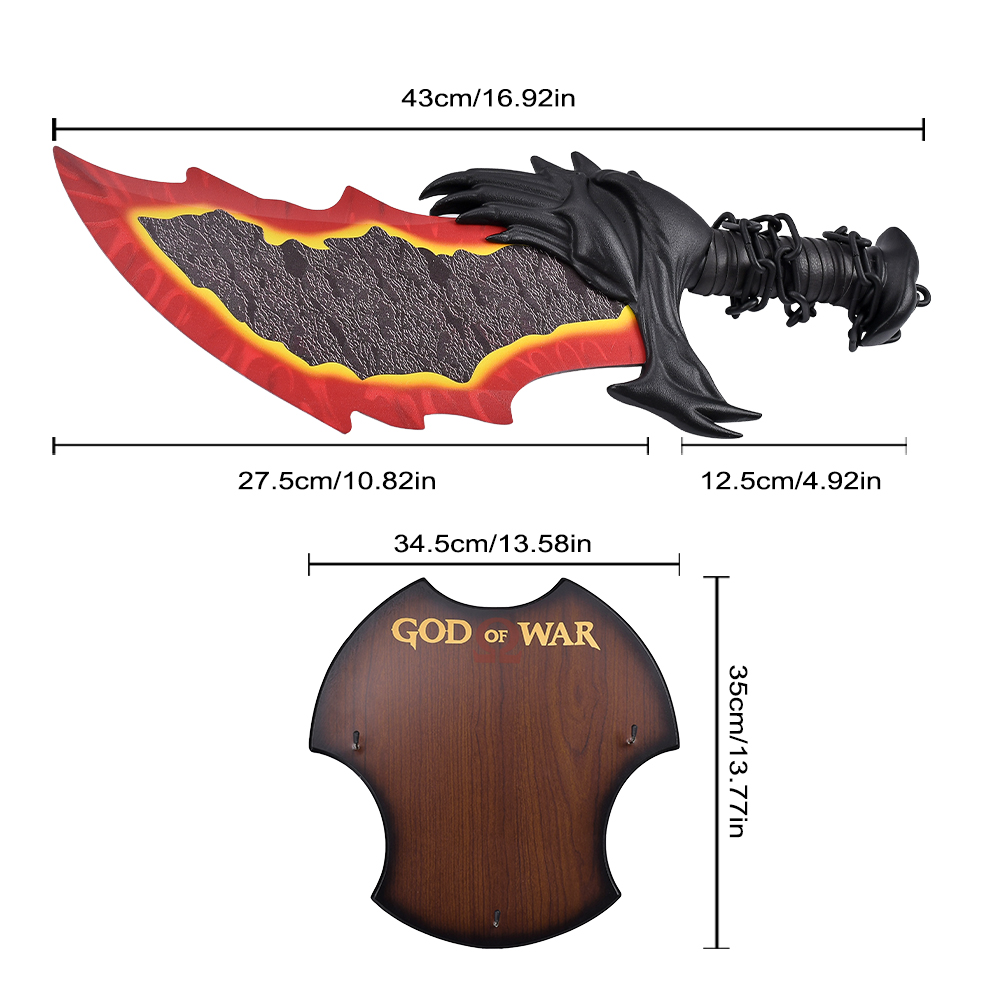  17in GOW Game God of War Weapons Decorative Swords Kratos Blades of Chaos Stainless Steel Replica Set