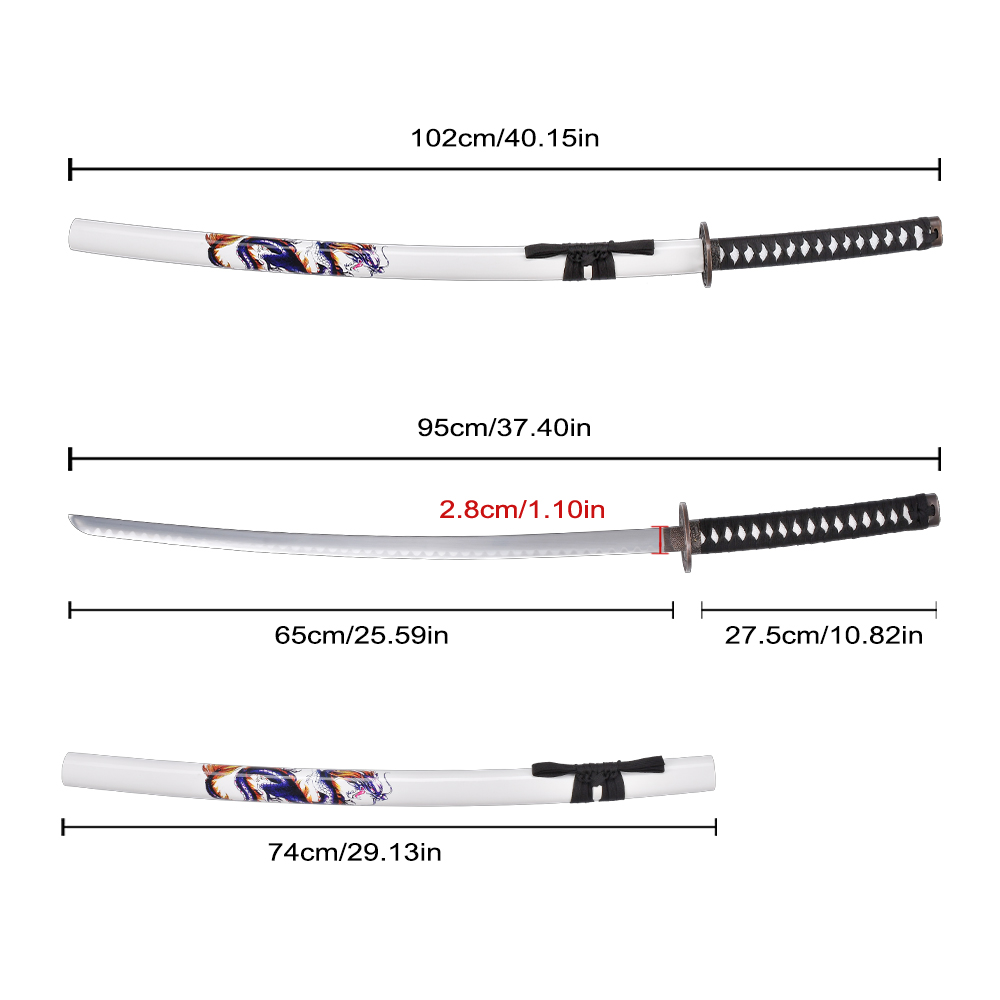 102cm Handmade Japanese Style Traditional Weapon Chinese Dragon Samurai Katana Sword Carbon Steel