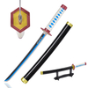 45cm Japanese Anime Dagger Giyu Tomioka Nichirin Blade Mini Metal Katana Demon Slayer Knife with Plastic Display