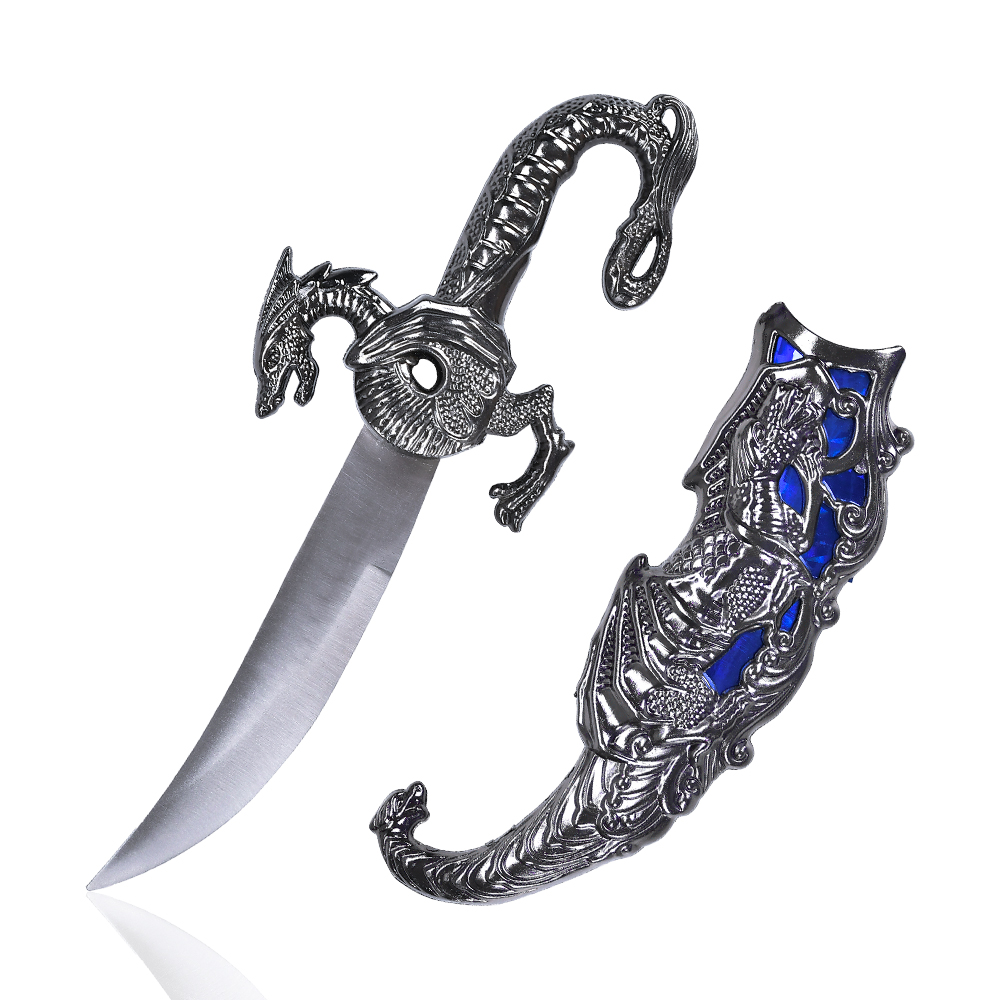 10in Five Colors Decorative Fantasy Stainless Steel Blade Metal Dragon Dagger Knives for Collectible