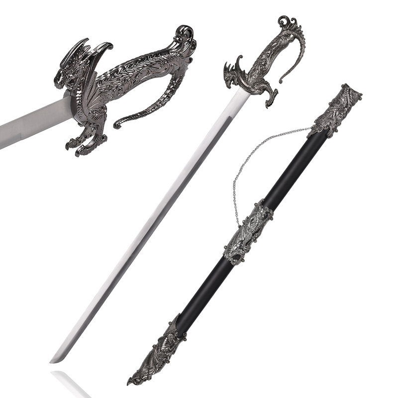 94cm Saint George Dragon Saber Metal Decorative Fantasy Medieval Knight Sword with Stainless Steel Sheath