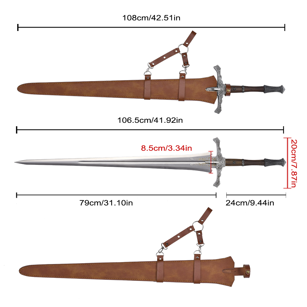 42.5in Video Game Elden Ring Stainless Steel Blade Real Sword Weapon Replica Knight's Greatsword with Leather Sheath