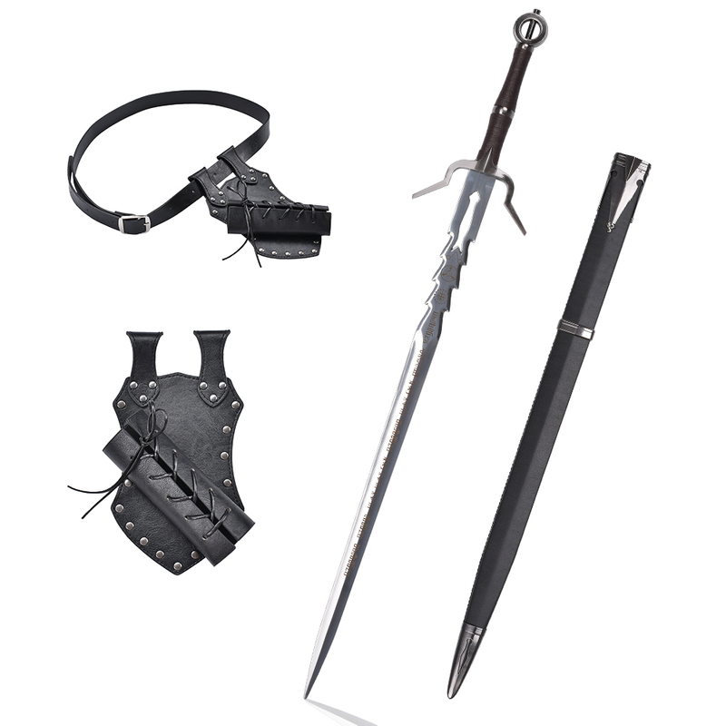 The Witcher 4 Real Weapon Replica Mirror Polish Stainless Steel Blade Ciri Zireael Sword with PU Leather Belt