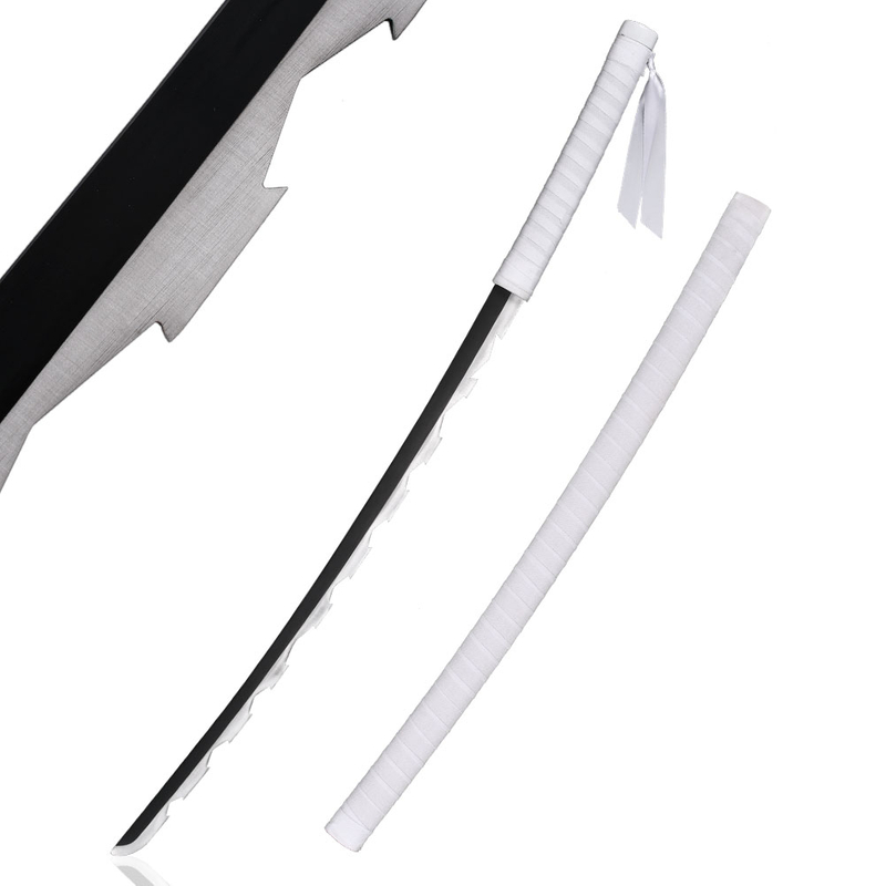 Demon Slayer Manga Inosuke Hashibira Weapon Replica Nichirin Blade Carbon Steel Katana Sword with Wood Sheath