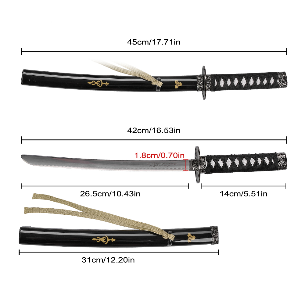 45cm Film TV Kill Bill Real Weapon Replica Kids Toy Budd Mini Sword Katana Made of Steel with Display