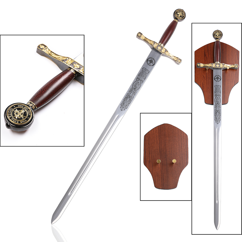 Golden Excalibur Medieval Weapon King Arthur Real Steel Sword with ...