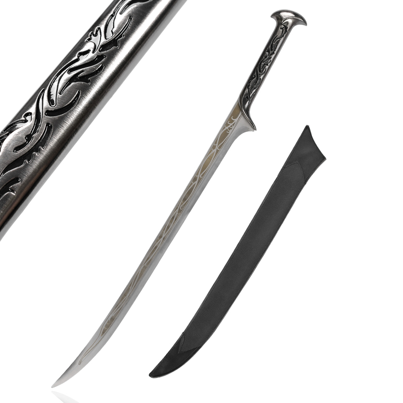 98cm Lord of the Rings Real Weapon Replica Stainless Steel Blade King of Elves Thranduil Sword with Leather Sheath