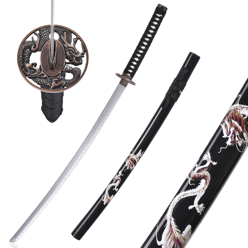 Handmade Weapon Replica Black Water Dragon Katana Sword Carbon Steel Real Japanese Samurai Metal