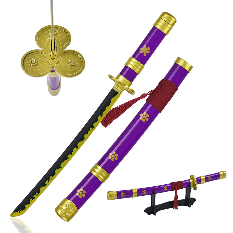 45cm Japanese Anime One Piece 440ss Blade Real Csoplay Dagger Roronoa Zoro Purple Enma Mini Katana Decorative Sword Original