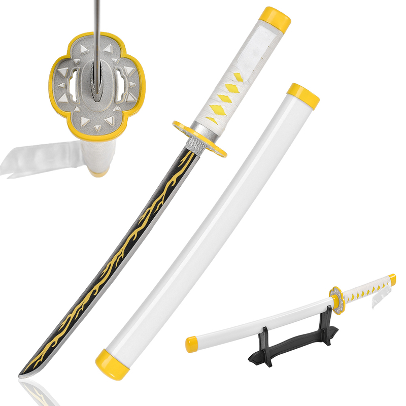 45cm Japanese Anime Demon Slayer Real Steel Mini Nichirin Blade Zenitsu Agatsuma Metal Miniature Katana Sword