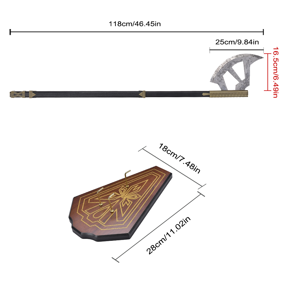 118cm Lord of the Rings Dwarves Warrior Metal Axe Weapon Replica Stainless Steel Blade Lotr Gimli Walking Axe for Collectible