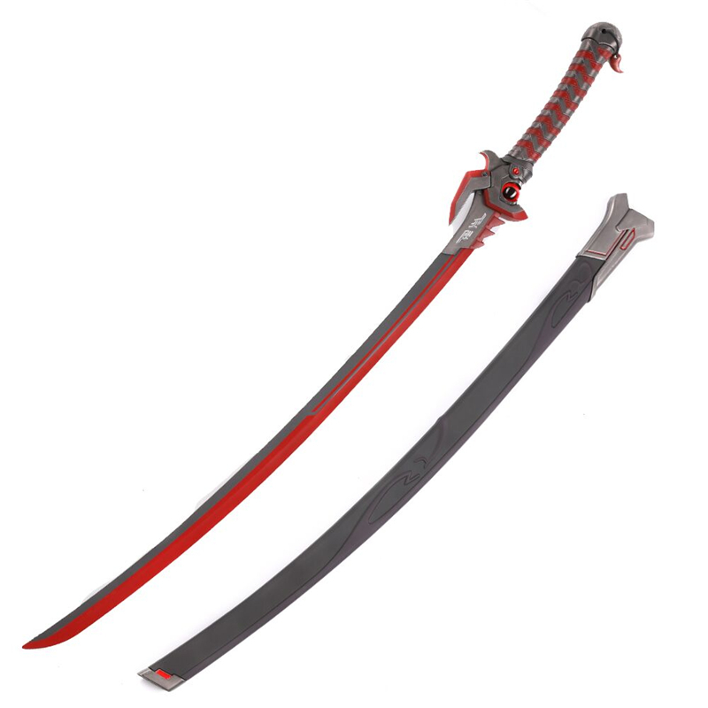 Overwatch Metal Weapon Samurai Katana Oni Skin Genji Evil Ghost Sword Replica