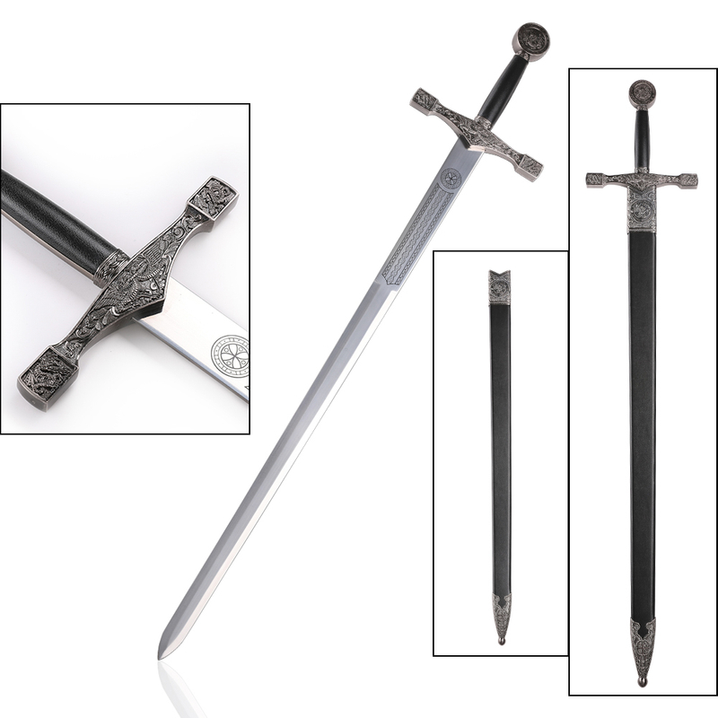 Medieval King Arthur Silver Stainless Steel Blade Excalibur Long Sword Replica