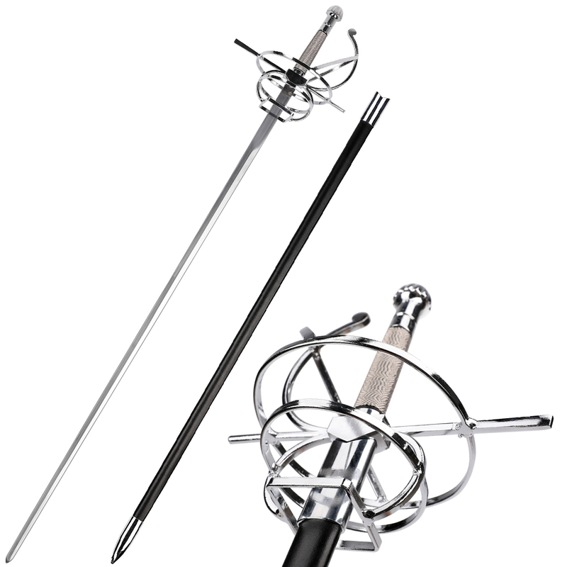 Spanish Renaissance Rapier Fencing Sword With Wire Wrapped Swept Hilt Guard