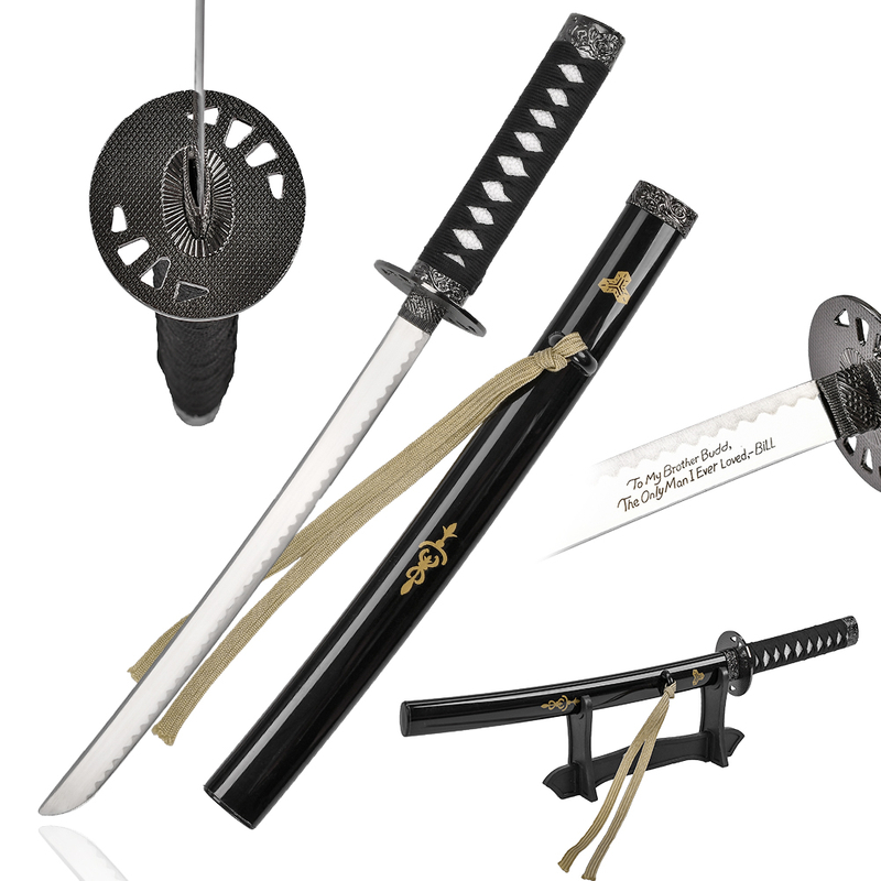 45cm Film TV Kill Bill Real Weapon Replica Kids Toy Budd Mini Sword Katana Made of Steel with Display