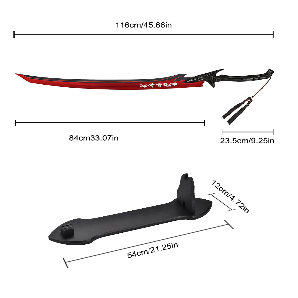 116cm LOL Yone Real Stainless Steel Blade Azzkana Sward League of Legends Metal Cosplay Katana Sword with Wood Display