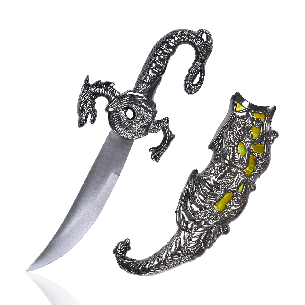 10in Five Colors Decorative Fantasy Stainless Steel Blade Metal Dragon Dagger Knives for Collectible