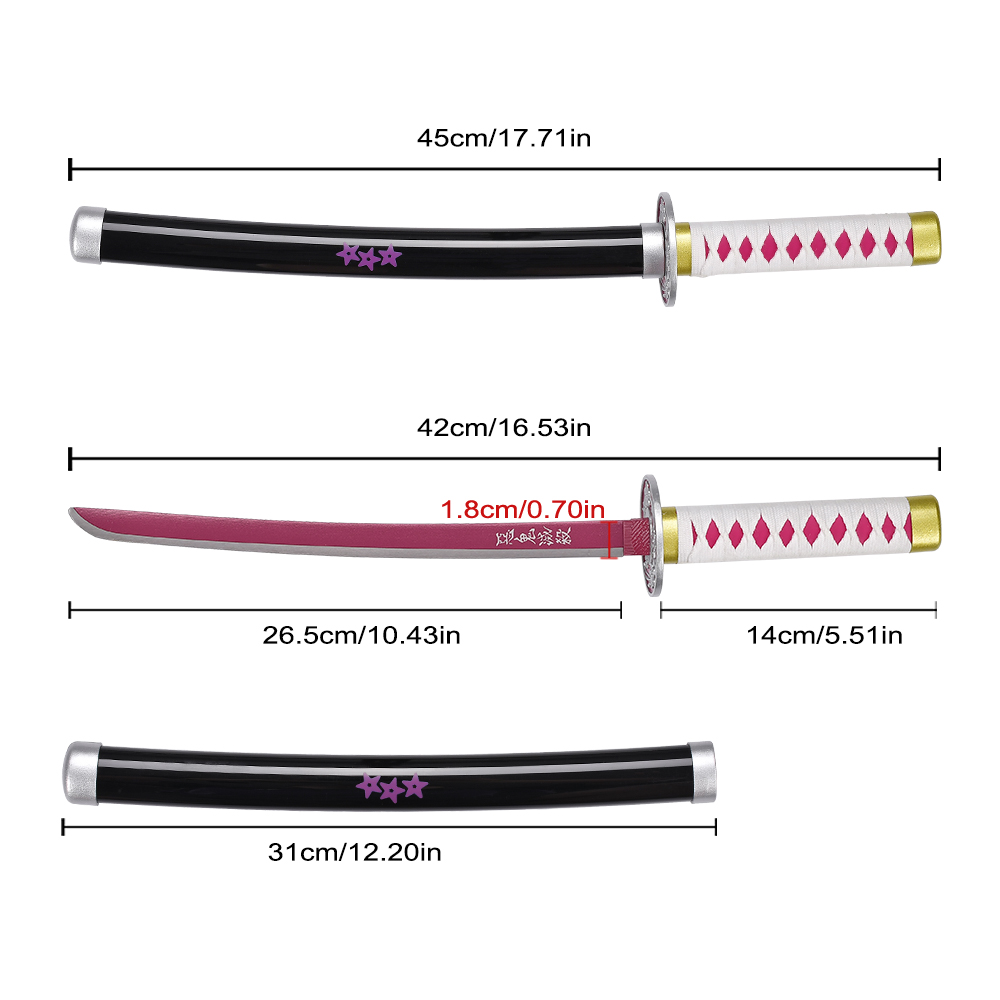 45cm Japanese Anime Demon Slayer Real Stainless Steel Samurai Weapon Kanao Tsuyuri Cosplay Prop Katana Sword Toy