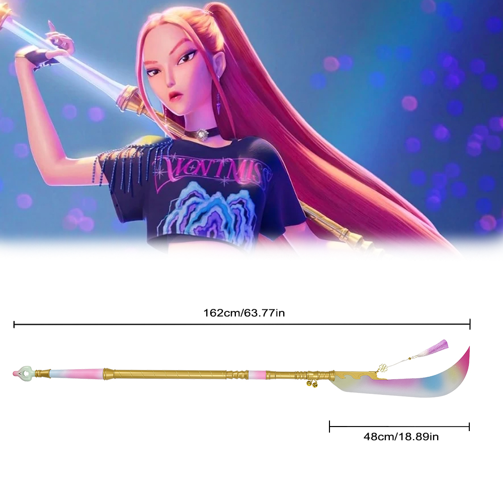 64in Huntrix Kpop Demon Hunters Real Weapon Stainless Steel Blade Mira Gok-do Curved Moon Sword for Cosplay Prop