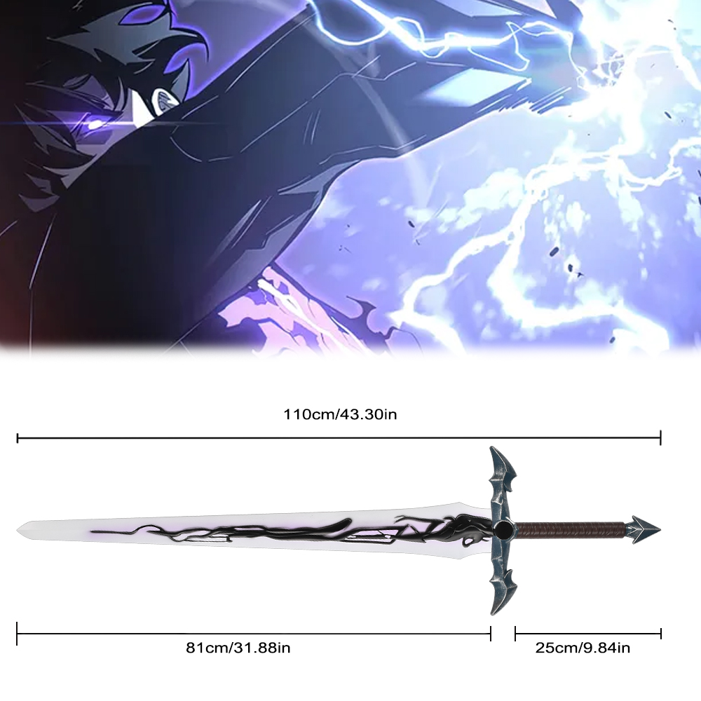 110cm Solo Leveling Manga PU Foam Larp Sword Baran Demon King Longsword Sung Jin Woo Toy Sword for Cosplay Prop