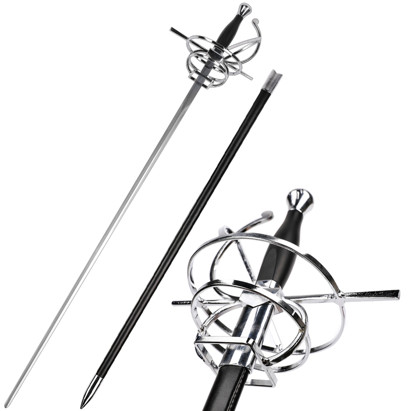 Medieval Renaissance Era Stainless Steel Swept Hilt Rapier Fencing Sword 
