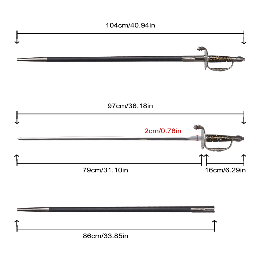 Legend of Zorro Movie Replica Stainless Steel Blade Medieval Renaissance Weapon Zorro Rapier Sword Metal