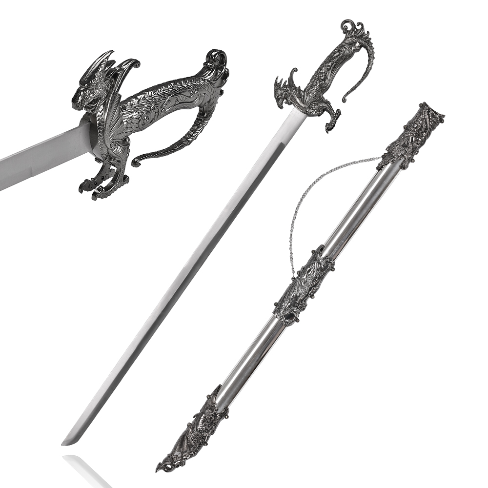 94cm Saint George Dragon Saber Metal Decorative Fantasy Medieval Knight Sword with Stainless Steel Sheath