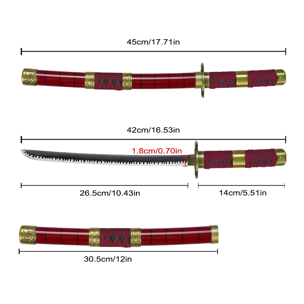 45cm Japanese Anime One Piece Cheap Weapon Dagger Roronao Zoro Sandai Kitetsu Real Steel Mini Katana Sword Metal