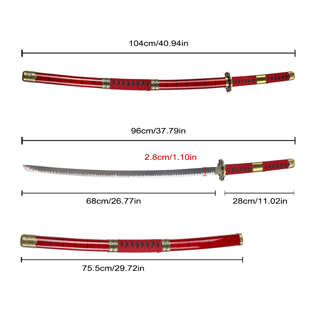 104cm Japanese Anime One Piece Carbon Steel Blade Sandai Kitetsu Roronoa Zoro Katana Sword Metal for Collection 