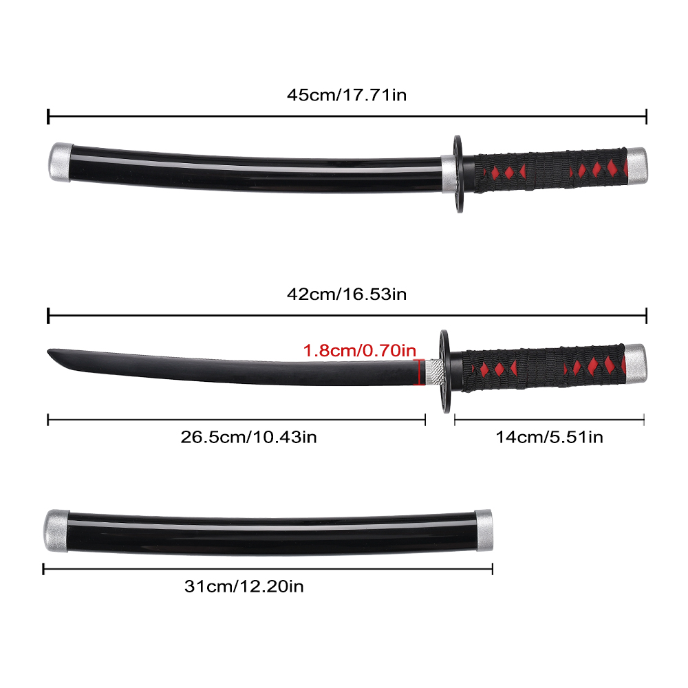 45cm Japanese Anime Demon Slayer Tanto Sword Steel Tanjiro Kamado Nichirin Blade Miniature Real Costume Katana